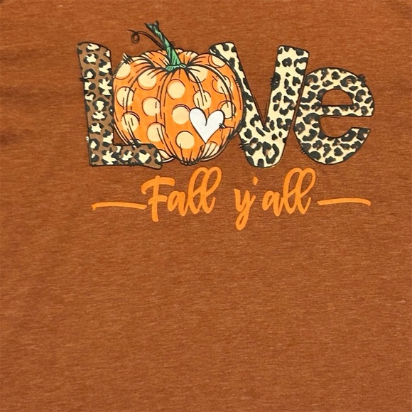 Fall Y'all Love Pumpkin Leopard Print T-Shirt, Women's Small, Thanksgiving Tee - Picture 2 of 4